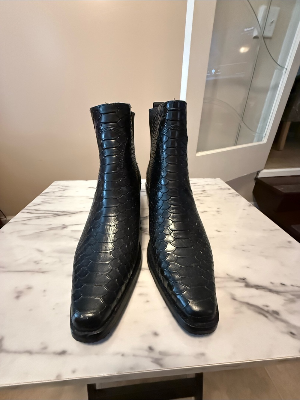 Black Textured Chelsea Boots